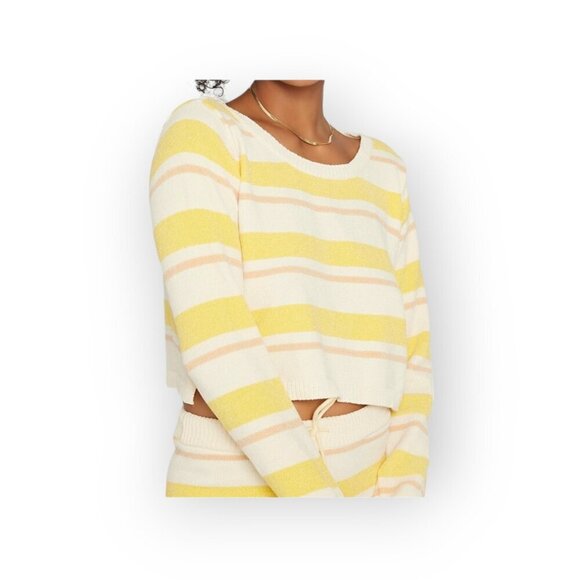 L*SPACE Sun Seeker Colorblock Sweater XS Yellow White Lightweight Pullover Knit - Picture 12 of 12